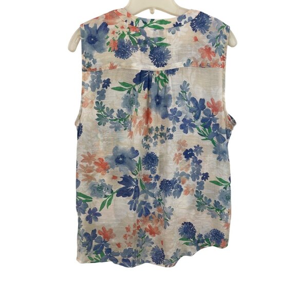 Zac & Rachel Floral Sleeveless Tie Front Button Up Shirt Womens Size Large - Picture 2 of 9